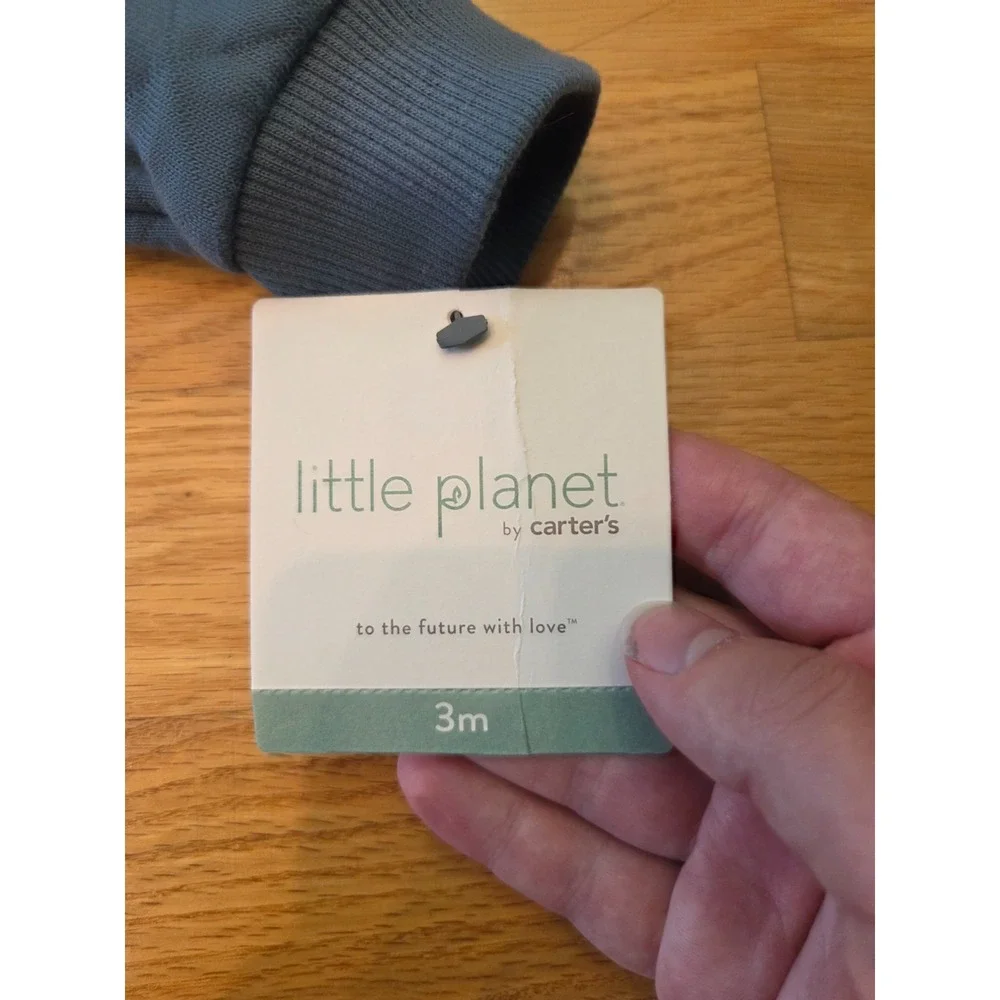 NWT Carters Little Planet Organic Cotton Quilted One Piece Zipper Hooded Baby 3m